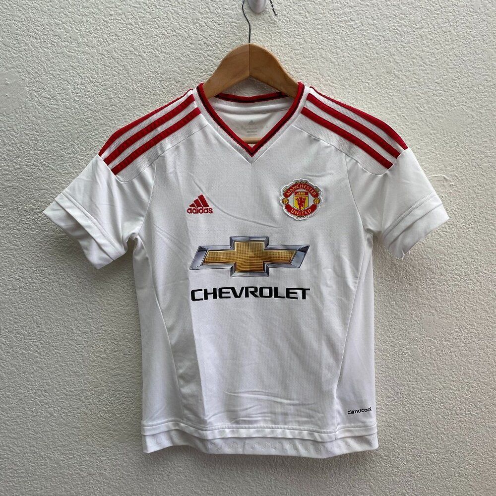 Manchester United 2015 2016 Away Soccer Jersey Youth Medium White Maglia Trikot